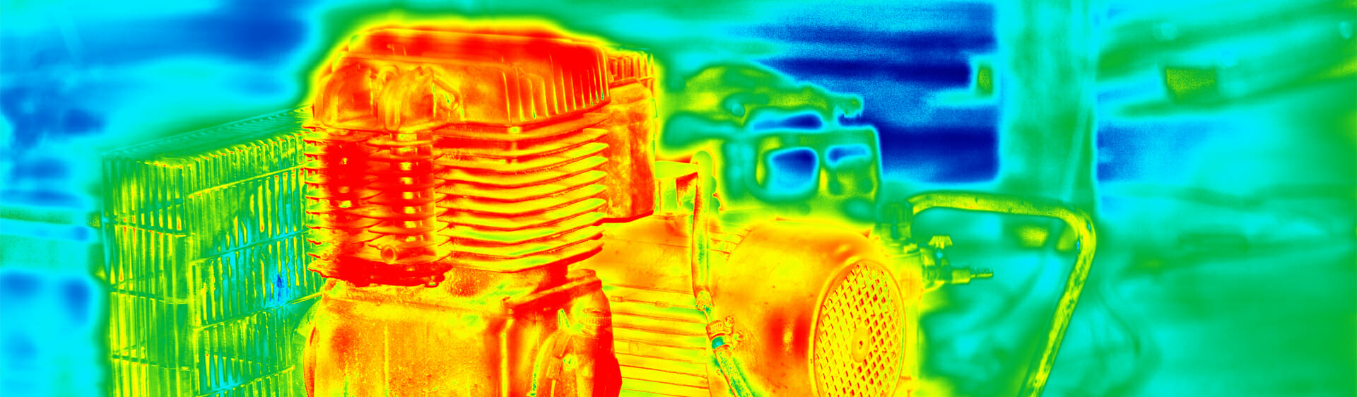 Motor Viewed Under Thermographic Imaging, Which Reveals Areas of Heat Concentration