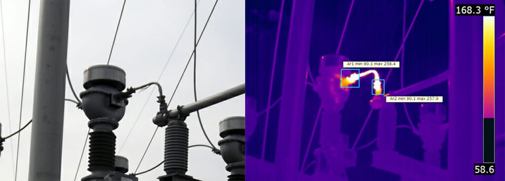Side-by-Side of Transformer and Infrared Thermograph of Its Heat Signature